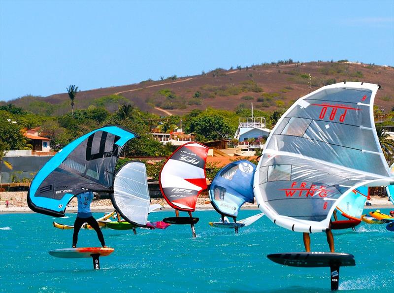 Racing in front of Jeri Beach - 2022 Wingfoil Racing World Cup Jericoacoara photo copyright IWSA / Jeri Wingfoil Cup taken at  and featuring the Wing Foil class