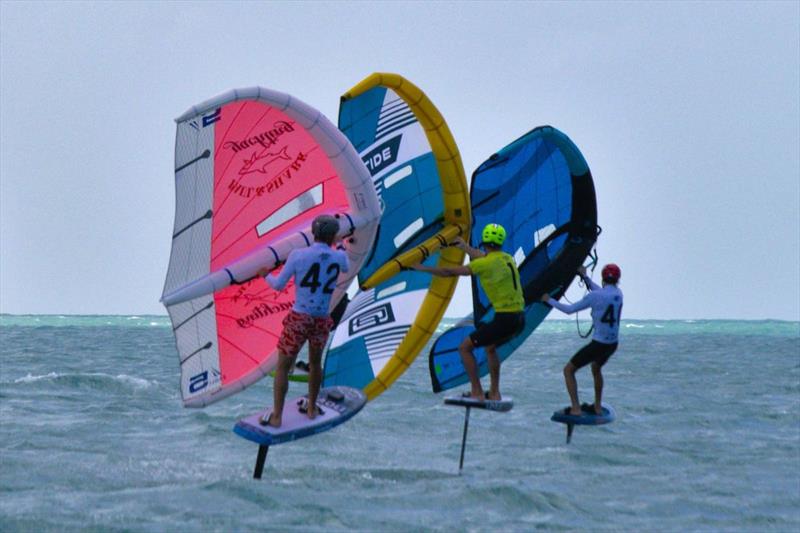 Ghio (yellow in centre) fighting for victory - 2022 Wingfoil Racing World Cup Jericoacoara photo copyright IWSA / Jeri Wingfoil Cup taken at  and featuring the Wing Foil class