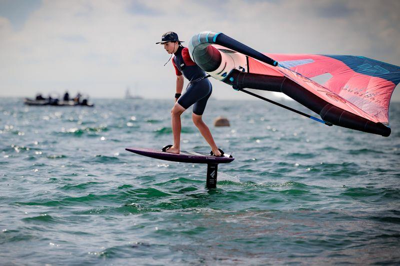 Hugo Dobrijevic racing in the UKWA Wingfoil Slalom Championships 2022 photo copyright Dave Dobrijevic  / www.instagram.com/capture_the_stoke taken at Stokes Bay Sailing Club and featuring the Wing Foil class