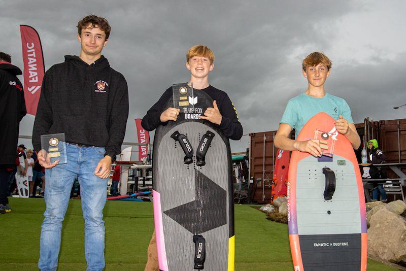 Weymouth event - James Bulsen 3rd, Hugo Dobrijevic 2nd, Finlay Chandler 1st - during the UKWA Wingfoil Slalom Championships 2022 - photo © Dave Dobrijevic  / www.flickr.com/photos/150274848@N06/