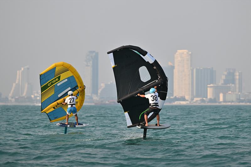 Close racing for the top spot - WingFoil Racing Asian Championships 2023, day 1 photo copyright IWSA / Techawat Songsuairoop taken at  and featuring the Wing Foil class