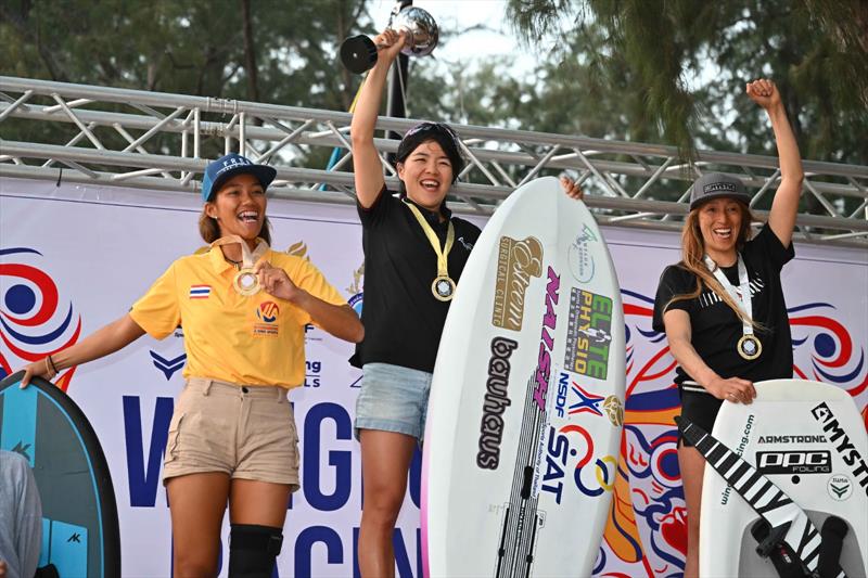 Women's podium - 2023 WingFoil Racing Asian Championships - photo © IWSA / Techawat Songsuairoop