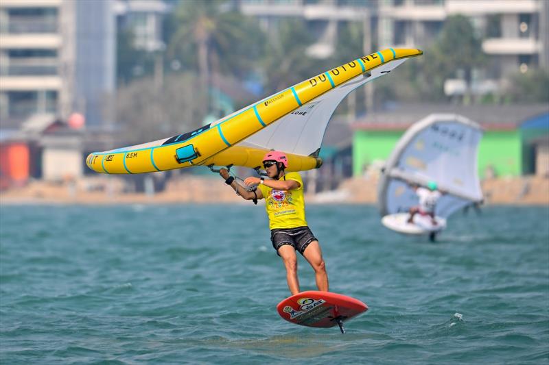 Rafeek Kikabhoy (HKG) wins in style - 2023 WingFoil Racing Asian Championships photo copyright IWSA / Techawat Songsuairoop taken at  and featuring the Wing Foil class