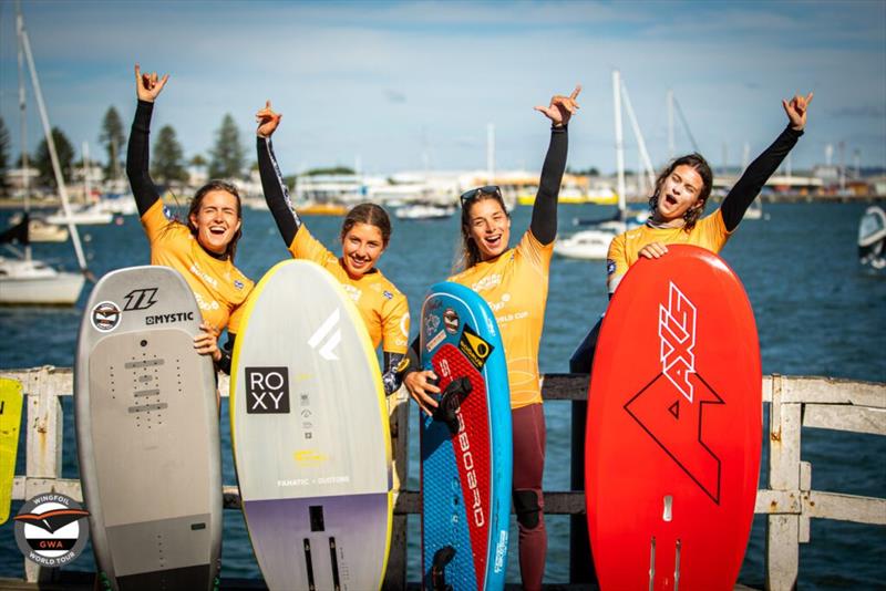 Women's podium - GWA Wingfoil World Cup Tauranga day 5 photo copyright Georgia Schofield taken at  and featuring the Wing Foil class