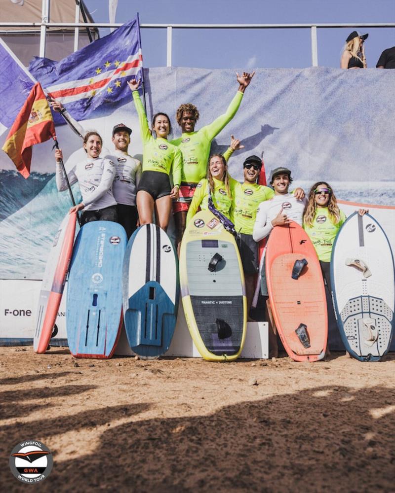 Podium - GWA Wingfoil World Cup Cape Verde 2023 photo copyright Lukas K Stiller taken at  and featuring the Wing Foil class