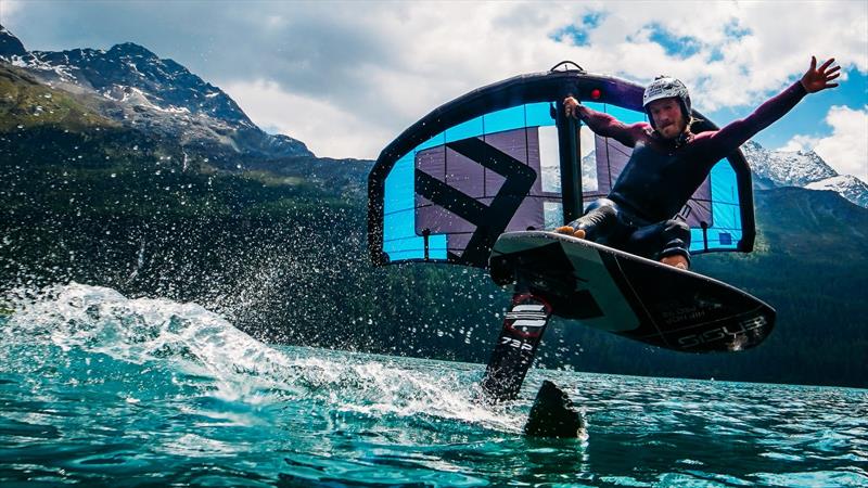 Foilmeister Balz Mueller, stealing the show again - 2023 WingFoil Racing World Cup Ensis Engadinwing by Dakine - Day 4 - photo © IWSA media / Sailing Energy