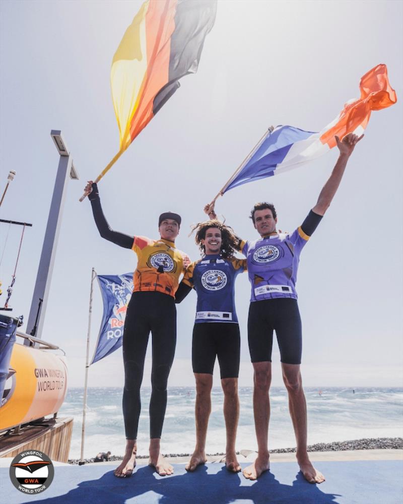 Benjamin May, Julien Rattotti and Titouan Galea - 2023 GWA Wingfoil World Cup Gran Canaria - final day - photo © Lukas K Stiller