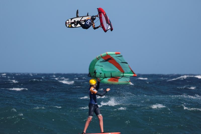 Christopher MacDonald (USA, green wing) during the finals Surf-Freestyle - 2023 Wingfoil World Championship Gran Canaria - photo © Jesu´sde Leo´n