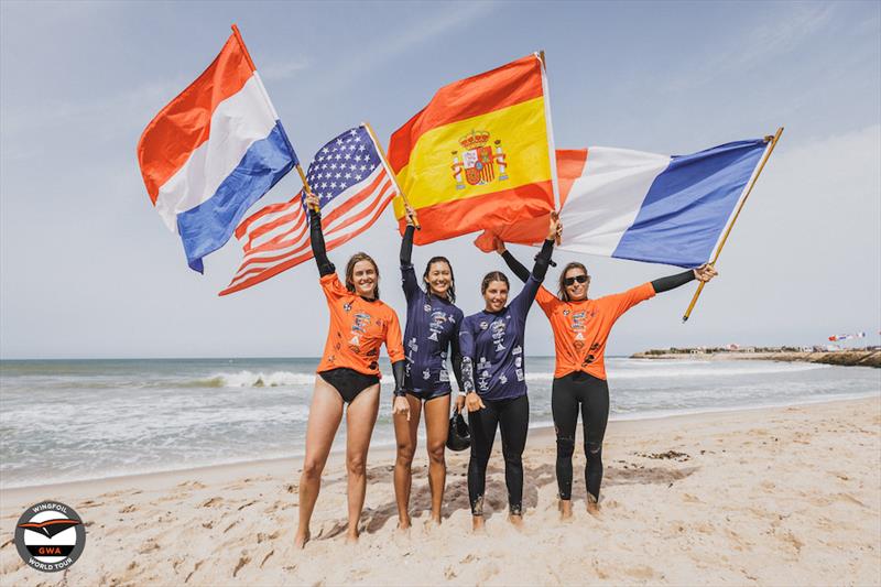 Bowien Van Der Linden, Moona Whyte, Nia Suardiaz and Orane Ceris - 2023 GWA Wingfoil World Cup Dakhla Presented by Armstrong - photo © Lukas K Stiller