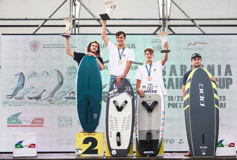 Men's medallists Ratotti, Ghio, de Amicis, and Armit in 4th - 2023 WingFoil Racing World Cup photo copyright IWSA media / Robert Hajduk taken at  and featuring the Wing Foil class