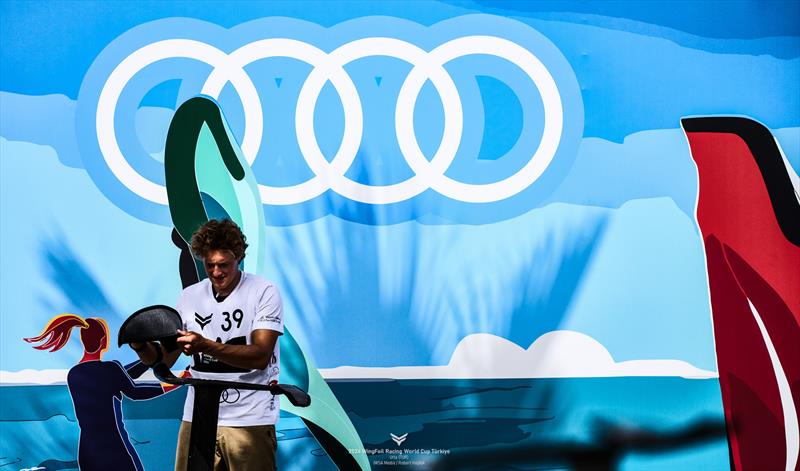 Kamil Manowiecki getting ready to go racing - 2024 WingFoil Racing World Cup Turkiye day 1 - photo © IWSA media / Robert Hajduk