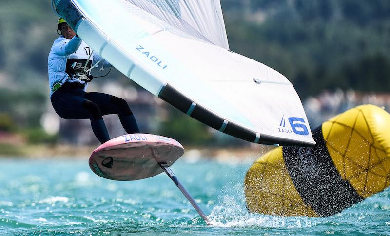 Manon Pianazza less than happy with the plastic minefield - 2024 WingFoil Racing World Cup Turkiye day 3 - photo © IWSA media / Robert Hajduk