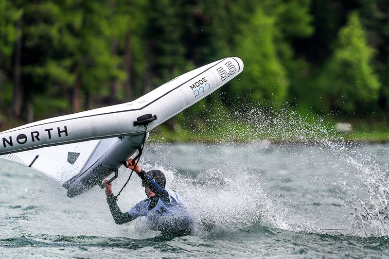 Flying over the glassy waters of St. Moritz lake - Ensis Engadinwing 2024 Formula Wing Europeans day 3 - photo © IWSA Media / Sailing Energy