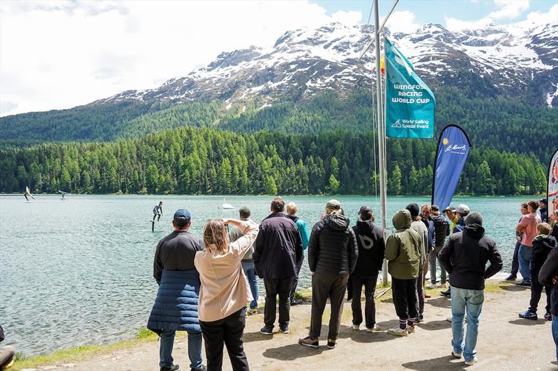 Crowds gather to watch the foiling spectacle unfold - Ensis Engadinwing 2024 Formula Wing Europeans day 3 - photo © IWSA Media / Sailing Energy