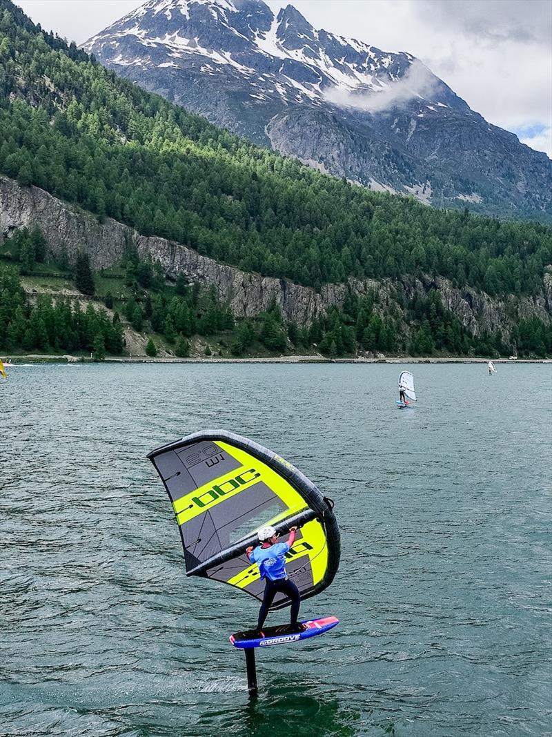 Marta Monge finds the perfect gust - Ensis Engadinwing 2024 Formula Wing Europeans photo copyright IWSA Media / Sailing Energy taken at  and featuring the Wing Foil class