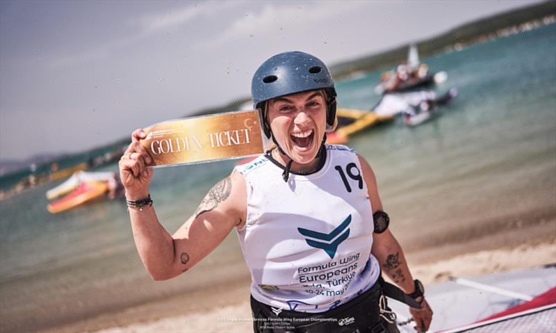 Charlotte Baruzzi [ITA] battled through the all-fleet long-distance race to snatch her Golden Ticket into the medal series - 2025 Dogus Marine Services Formula Wing European Championships - photo © IWSA media / Robert Hajduk