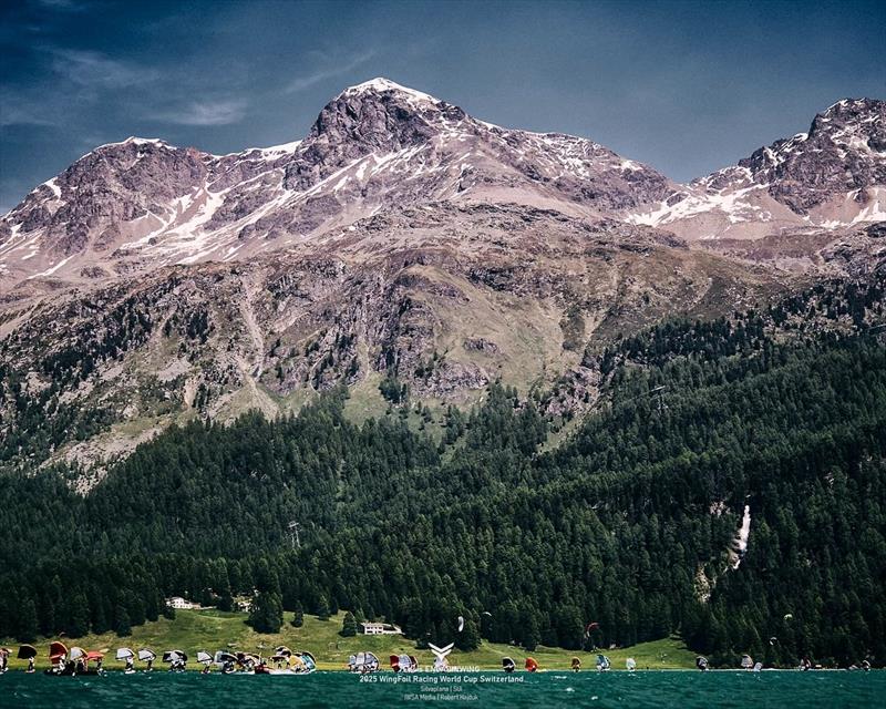 Silvaplana is a magnificent high altitude sailing venue in the Swiss Alps and venue for the 2025 WingFoil Racing World Cup Switzerland photo copyright Wing Foil Racing World Cup taken at  and featuring the Wing Foil class