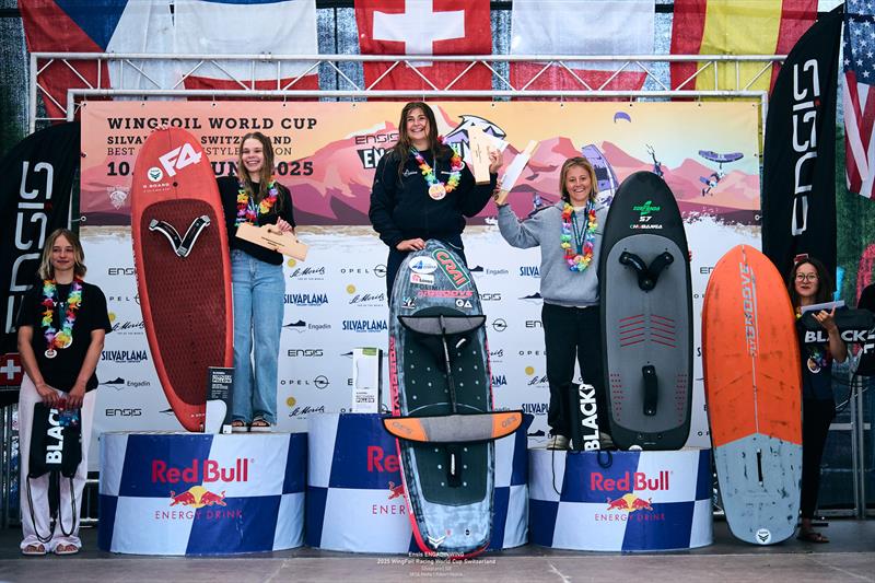 Women's podium - Ensis Engedinwing 2025 WingFoil Racing World Cup Switzerland - photo © IWSA media / Robert Hajduk