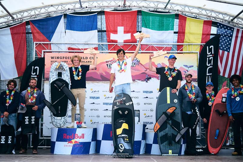 Men's podium - Ensis Engedinwing 2025 WingFoil Racing World Cup Switzerland - photo © IWSA media / Robert Hajduk