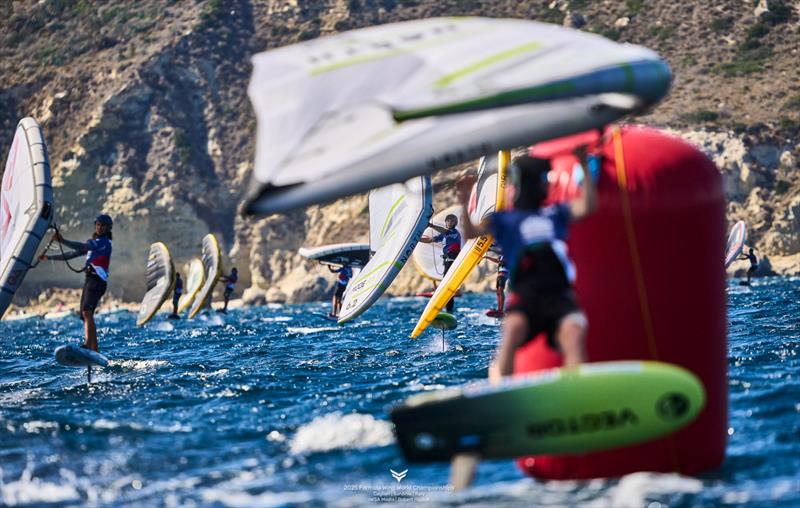 Mistral conditions - 2025 Formula Wing World Championships, Sardinia, Italy - Day 1 photo copyright IWSA media / Robert Hajduk taken at  and featuring the Wing Foil class
