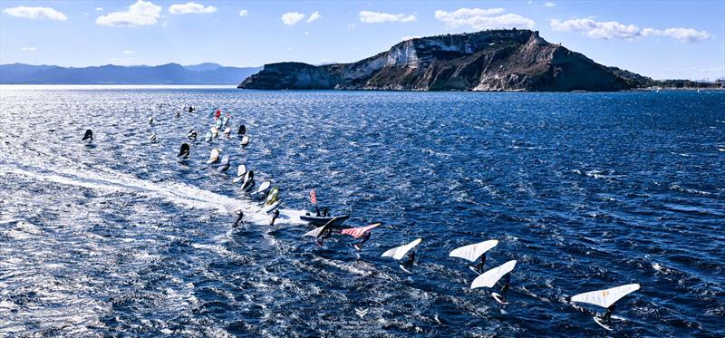 Classic Mistral breeze in the south of Sardinia - 2025 Formula Wing World Championships, Sardinia, Italy - Day 1 photo copyright IWSA media / Robert Hajduk taken at  and featuring the Wing Foil class