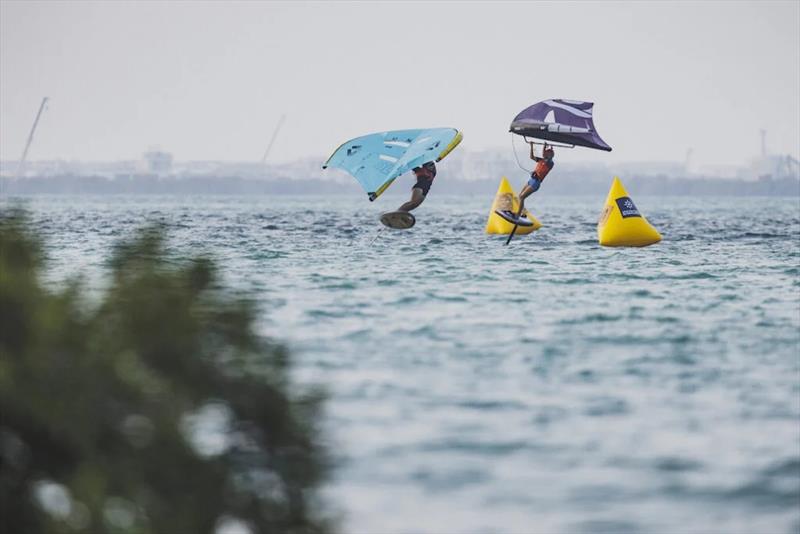 Kylie Belloeuvre and Nia Suardiaz - GWA Wingfoil World Cup Abu Dhabi - Day 1 - photo © Lukas K Stiller