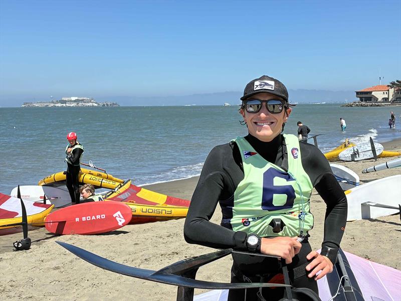 Jacob Rosenberg at the 2026 U.S. WIngfoil Championship, on San Francisco Bay, wearing his basn5 Davenport Rx Copper Rose Silver Mirror photo copyright basn5 collection taken at St. Francis Yacht Club and featuring the Wing Foil class