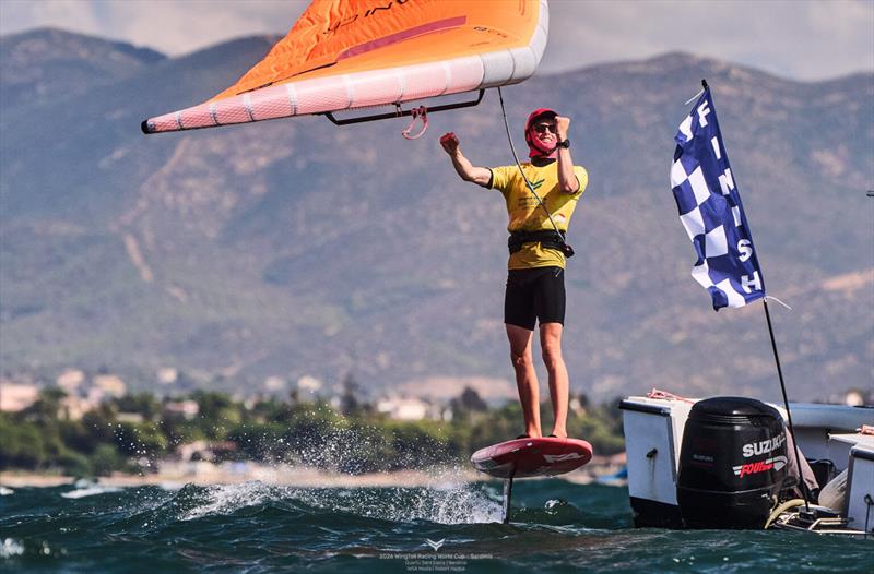 Sean Herbert celebrates victory - Wingfoil Racing World Cup Sardinia 2026 day 5 - photo © IWSA media / Robert Hajduk
