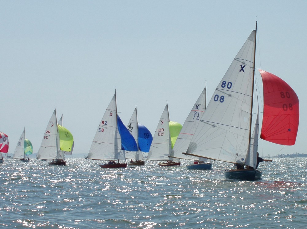 Simon Russell leads downwind during the 2004 XOD Central Solent Championships photo copyright Katie Ashworth taken at Royal Southern Yacht Club and featuring the XOD class