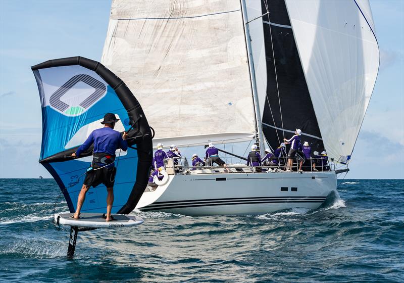 Pine Pacific, pursued by supporter's club. Phuket King's Cup 2022 photo copyright Guy Nowell / Phuket King's Cup taken at Royal Varuna Yacht Club and featuring the X-Yacht class