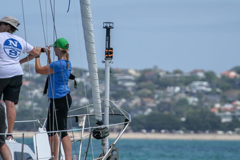 WindBot mounted in the bow of Toyshop being used as a committee boat, Oceanbridge NZL Sailing REgatta, February 2019 photo copyright Richard Gladwell taken at  and featuring the  class