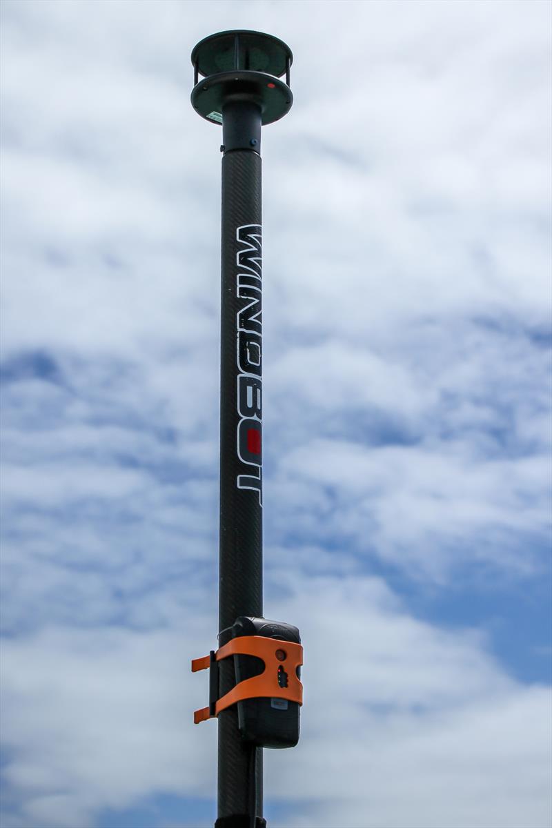 WindBot's Acoustic Anemometer (with no moving parts) and `The Brain` secured to the carbon spar with elastic straps photo copyright Richard Gladwell taken at  and featuring the  class