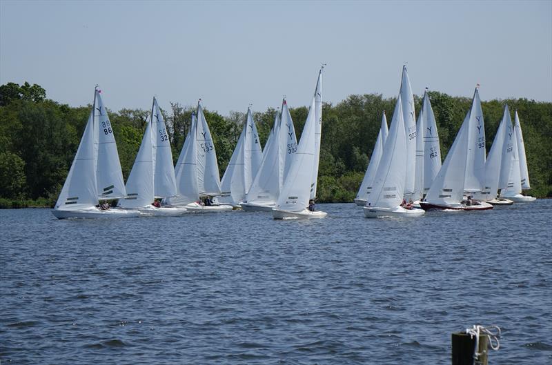 Start of the fifth race during the Yeoman Nationals on the Norfolk Broads photo copyright Ivan Ringwood taken at Norfolk Broads Yacht Club and featuring the Yeoman/Kinsman class
