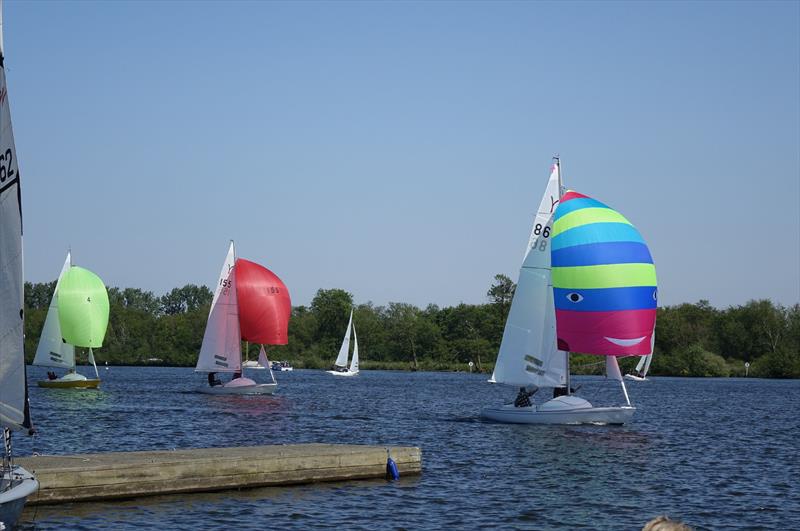 The leading boats in the fifth race during the Yeoman Nationals on the Norfolk Broads photo copyright Ivan Ringwood taken at Norfolk Broads Yacht Club and featuring the Yeoman/Kinsman class