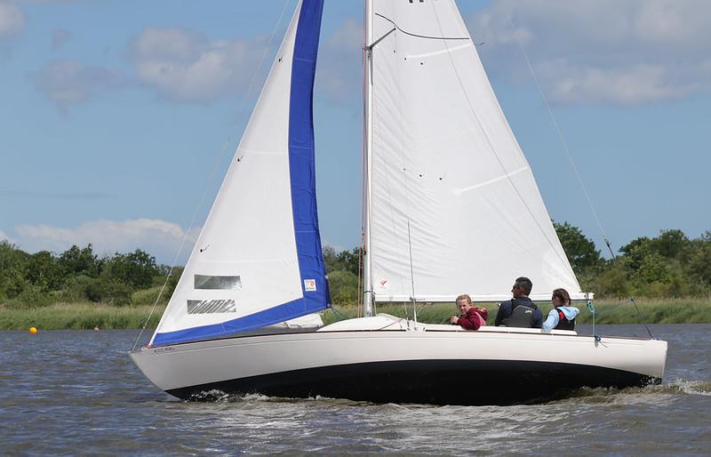 Winners of the Yeoman fleet juniors Ella Elson and Emily Drew with Mark Elson during the Norfolk Punt Club's Keelboat Open - photo © Robin Myerscough