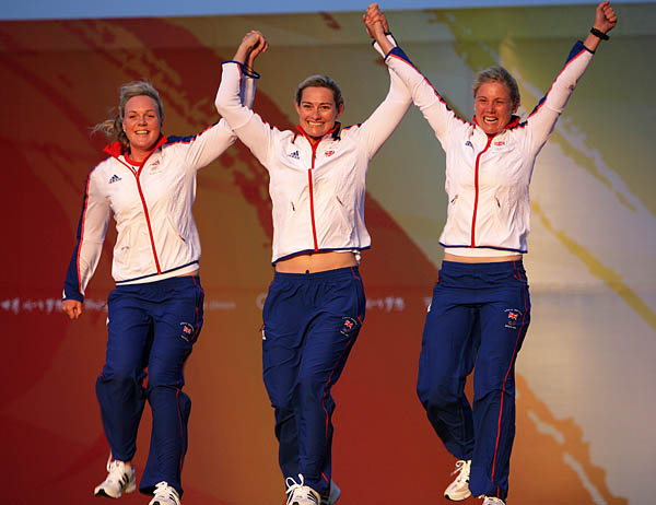 The British Yngling golden girls at the 2008 Olympic Sailing Regatta photo copyright Richard Langdon / Ocean Images taken at  and featuring the Yngling class