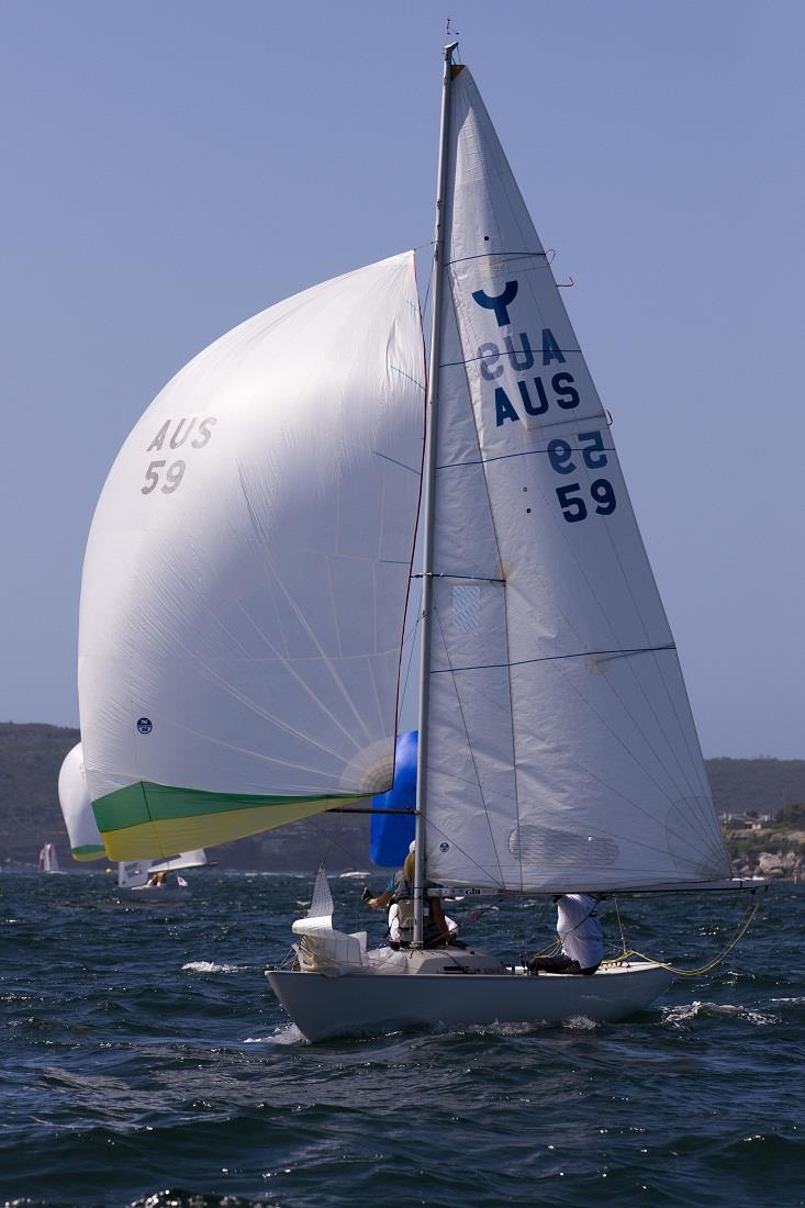 Karyn Gojnich leading the NSW Yngling Championship at MHYC photo copyright Andrea Francolini taken at Middle Harbour Yacht Club and featuring the Yngling class