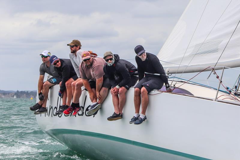 Second placed Mindbender skippered by Rowan Swanson - 2020 Young 88 National Championships photo copyright Andrew Delves taken at Royal New Zealand Yacht Squadron and featuring the Young 88 class
