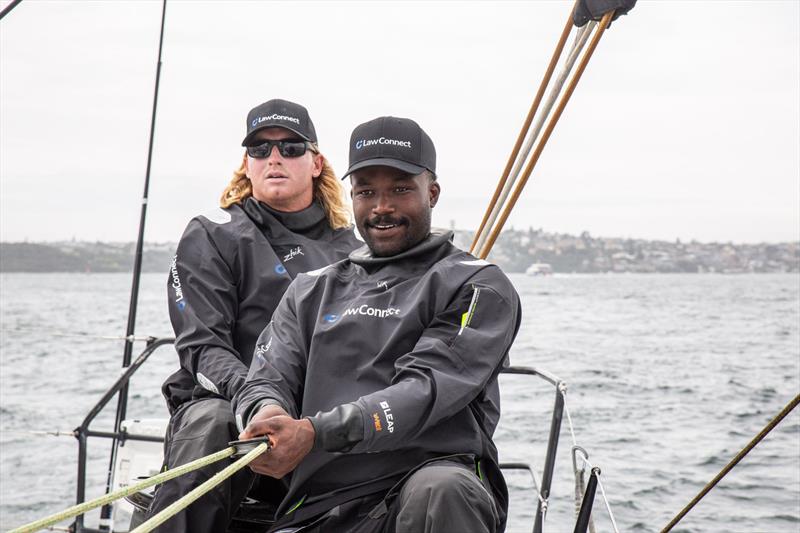 Charlie Wyatt (left) and Mustafa Ingham (right) aboard LawConnect photo copyright Zhik taken at  and featuring the  class